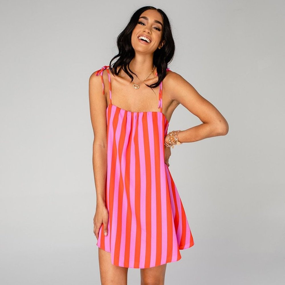 NWT Buddy Love Rizzo Shoulder Tie Mini Dress in Hot Tamale Small